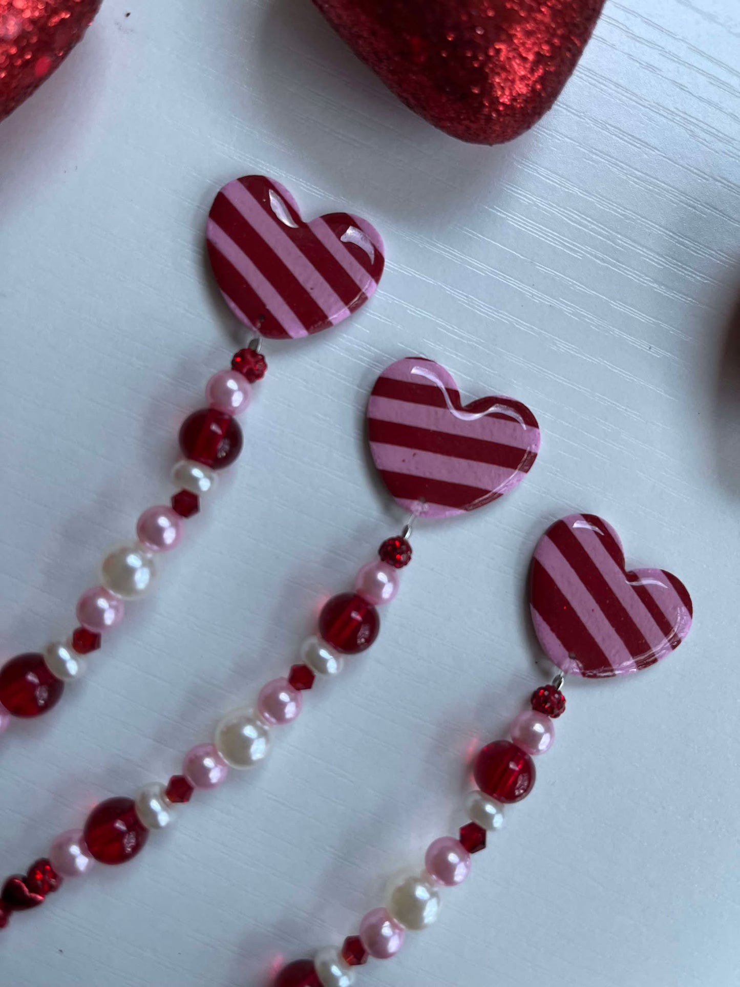 Striped Heart Scissor Fob