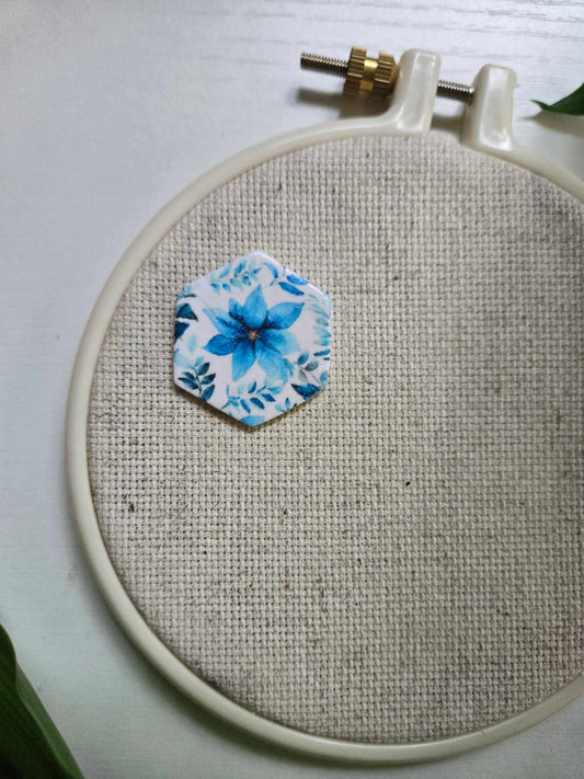 Blue Flowers Hexagon Needle Minder